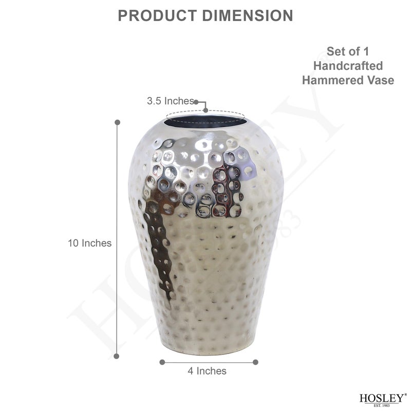 Hosley 10 Inch High Hammered Iron Vase - Handcrafted by Artisans Using Centuries-Old Hammer Pattern Techniques for Floral Arrangements Rustic Charm and Cultural Richness in Your Home Decor Embrace - Image 3